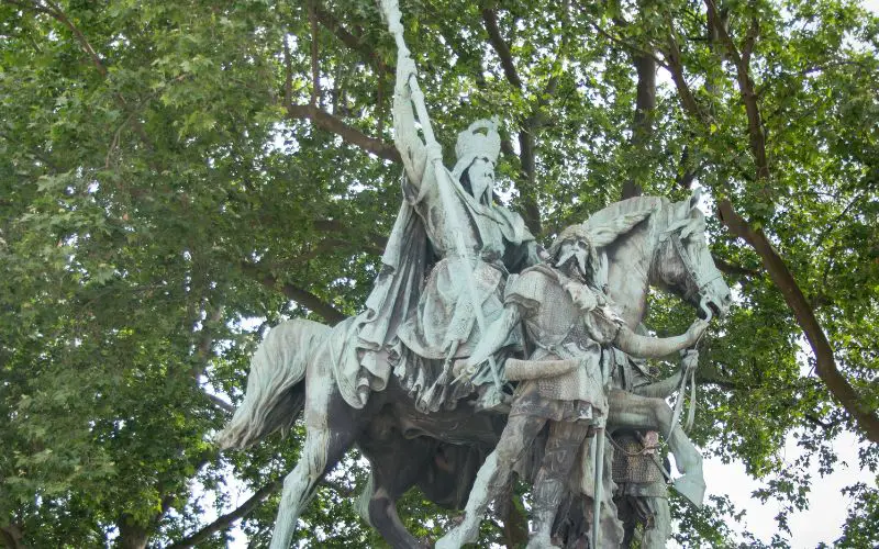 A statue of Charlemagne riding a horse